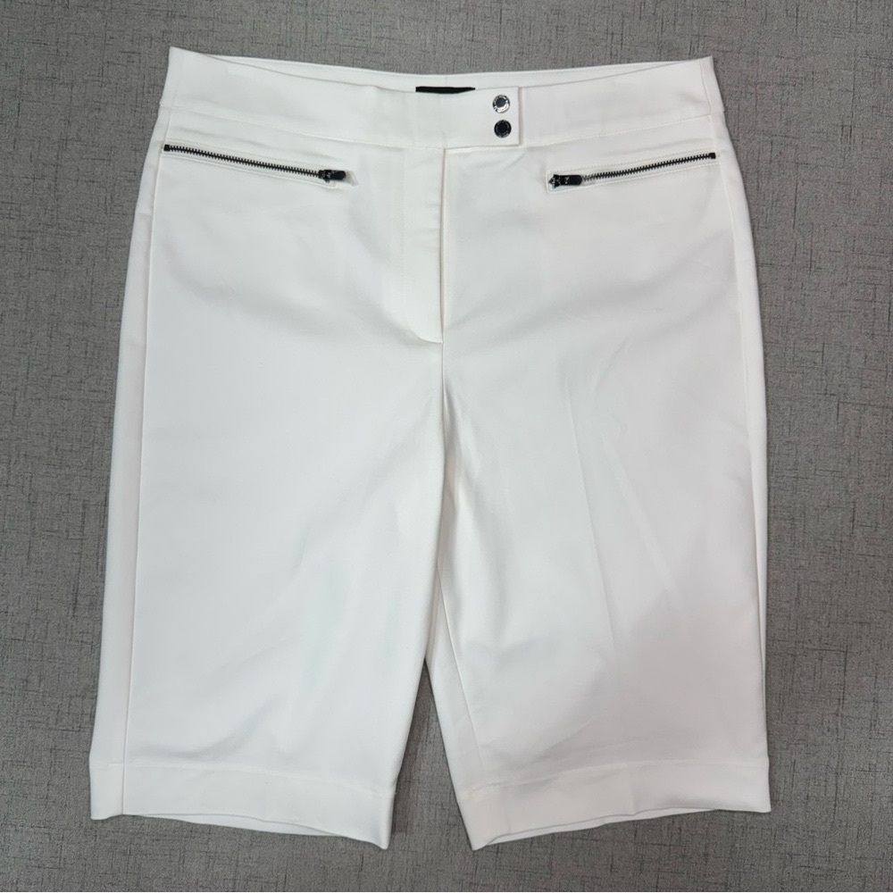 White House Black Market 12” Bermuda Short White Knee Length Stretch Short 10 - Picture 3 of 10